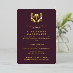Burgundy MD Caduceus + Laurel Wreath Graduation
