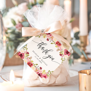 Burgundy Merlot Floral Wedding Thank You Favour Tags