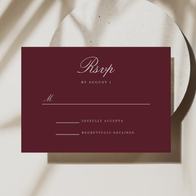 Burgundy Merlot Reply Response Wedding RSVP Card (Creator Uploaded)
