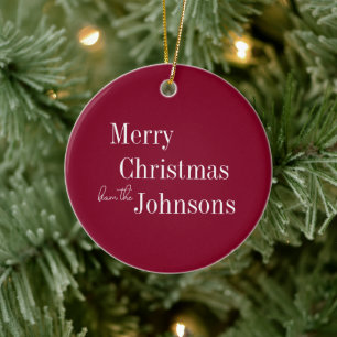 Burgundy Merry Christmas Ceramic Tree Decoration