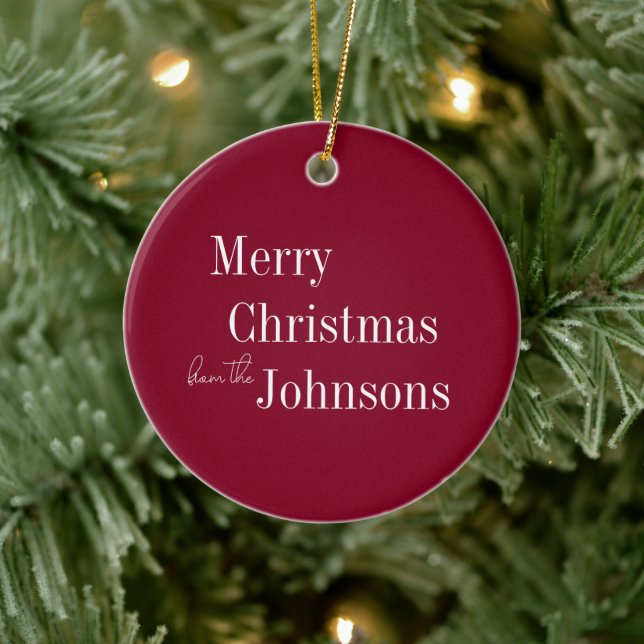 Burgundy Merry Christmas Ceramic Tree Decoration (Tree)