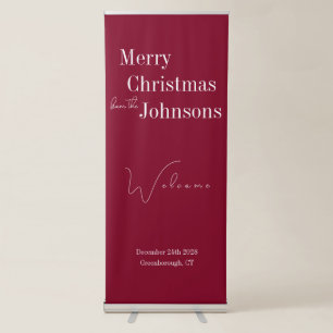 Burgundy Merry Christmas Party Retractable Banner