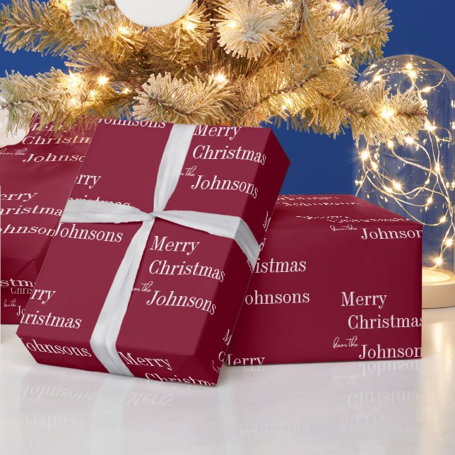Burgundy Merry Christmas Personalised Wrapping Paper (Holidays)