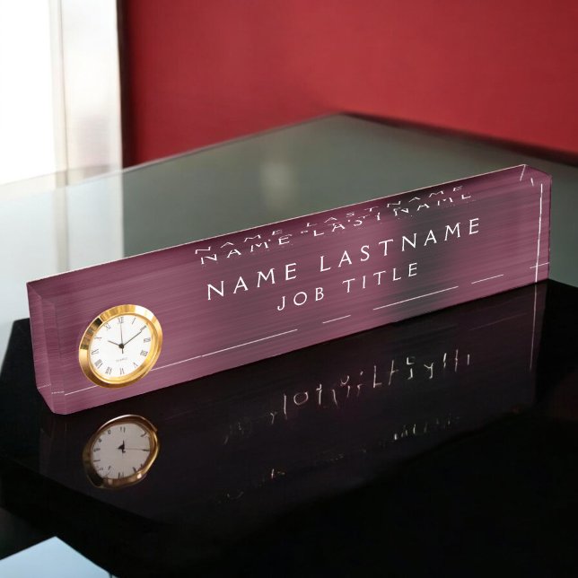 Burgundy Metallic Corporate Custom Professional Nameplate (Creator Uploaded)