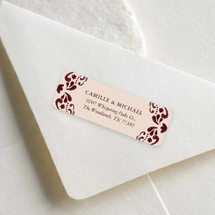 Burgundy Mexican Wedding Return Address Label
