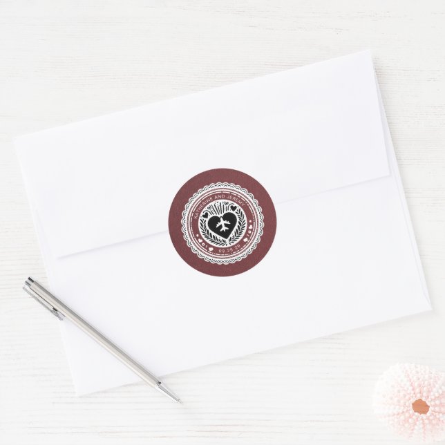 Burgundy Mexico Passport Classic Round Sticker (Envelope)