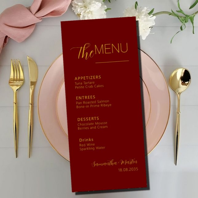 Burgundy Minimal Script Wedding Menu (Creator Uploaded)