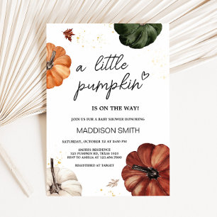 Burgundy Minimalist Autumn Pumpkin Baby Shower  Invitation