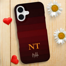 Burgundy Minimalist Colour Stripes with Monogram