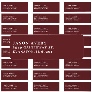 Burgundy Minimalist Name Return Address