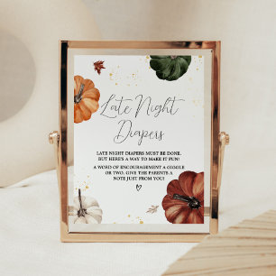 Burgundy Minimalist Pumpkin Late Night Diapers Poster