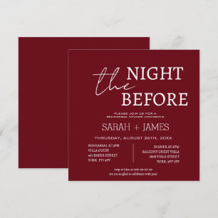 Burgundy Minimalist Rehearsal Dinner Wedding  Invitation