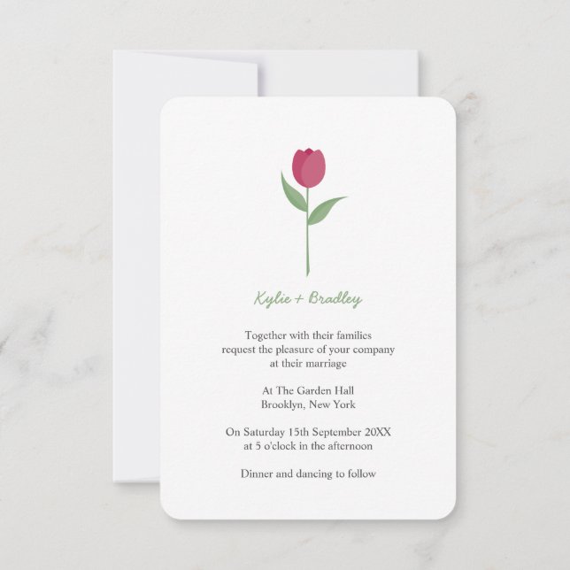 Burgundy Minimalist Tulip Invitation (Back)