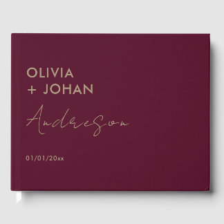 Burgundy Minimalist Wedding Guest Book
