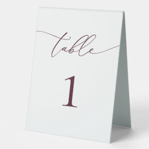 Burgundy Minimalist Wedding Table Number