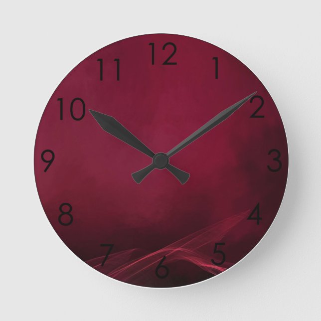 Burgundy Mist fog vapour smoke Round Clock (Front)