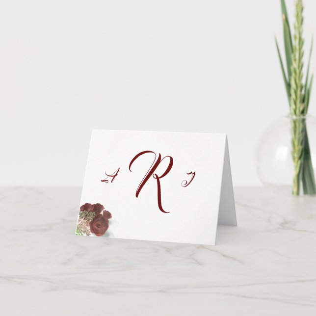 Burgundy Mist Monogrammed Thank You Card (Front)