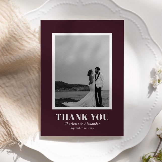 Burgundy Modern Bold Typography Wedding Thank You  (Creator Uploaded)