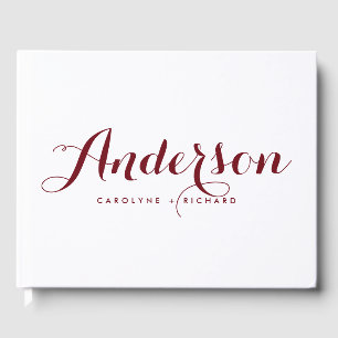 Burgundy Modern Calligraphy Wedding Guest Book
