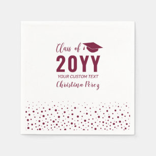 Burgundy Modern Confetti Graduation Party Napkin