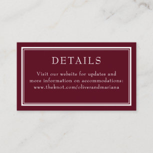 Burgundy Modern Minimalist Border Wedding Enclosure Card