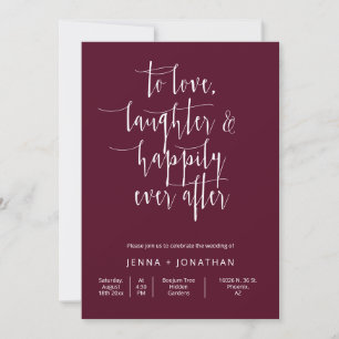 Burgundy Modern Minimalist Wedding QR Code Photo Invitation