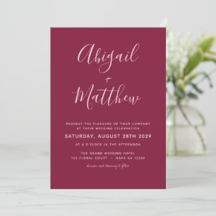 Burgundy Modern Minimalistic Wedding Invitation