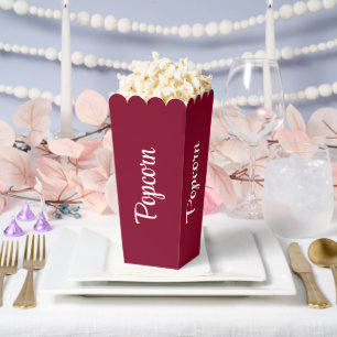 Burgundy Modern Popcorn Favour Box