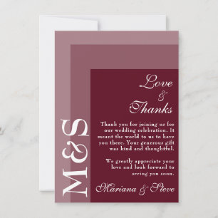 Burgundy Modern Script Wedding Thank You Card