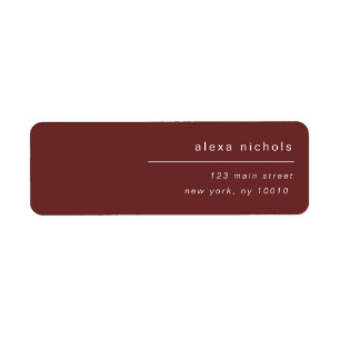 Burgundy Modern Simple Return Address Label