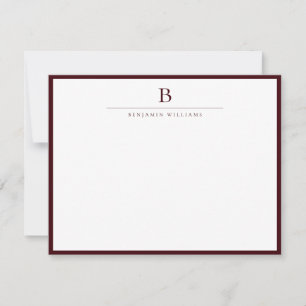 Burgundy Modern Stationery Classic  Card