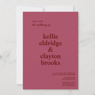 Burgundy Modern Type Wedding Invitation