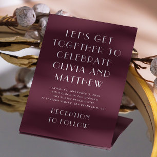 Burgundy modern typography minimalist wedding invitation