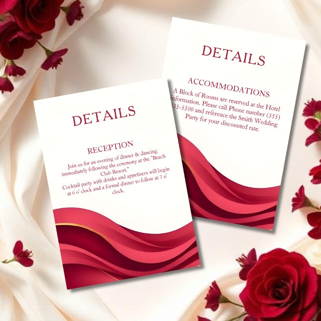 Burgundy Modern Wedding Details Enclosure Card (Burgundy Wedding Details Enclosure Card)