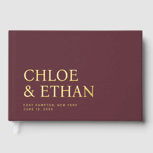 Burgundy Modern Wedding Foil Guest Book