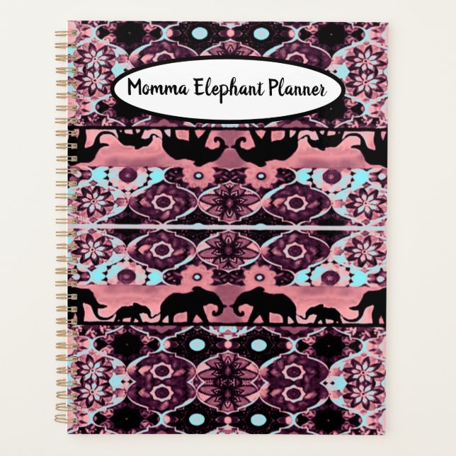 Burgundy Momma Elephant Planner  (Front)
