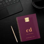 Burgundy monogram initials logo business 2025 planner<br><div class="desc">A burgundy background and golden text. Personalise and add your logo,  monogram initials,  name and a title year (or any year). Your logo both on the front and the back.  Space for your website address on the back.</div>