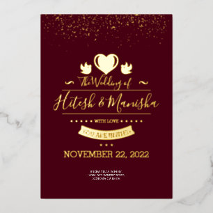 Burgundy Monogram logo with dove wedding gold