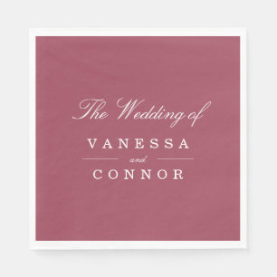 Burgundy Monogram names wedding Napkin