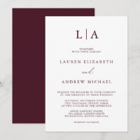 Burgundy Monogram Simple Minimalist Wedding