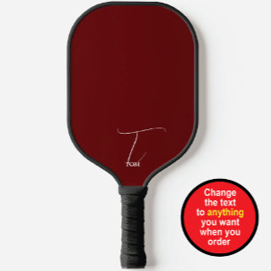 Burgundy Monogrammed Pickleball Paddle