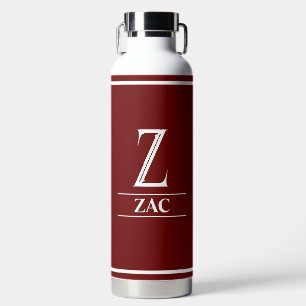 Burgundy Monogrammed Water Bottle