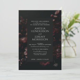 Burgundy Moody Floral Invitation