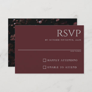 Burgundy Moody Floral RSVP Card