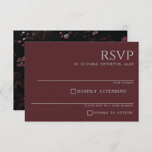 Burgundy Moody Floral RSVP Card