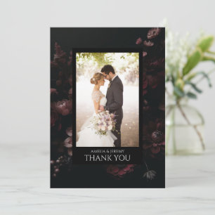 Burgundy Moody Floral Thank You Card