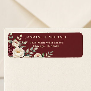 Burgundy Moody Floral White Peony Wedding Address