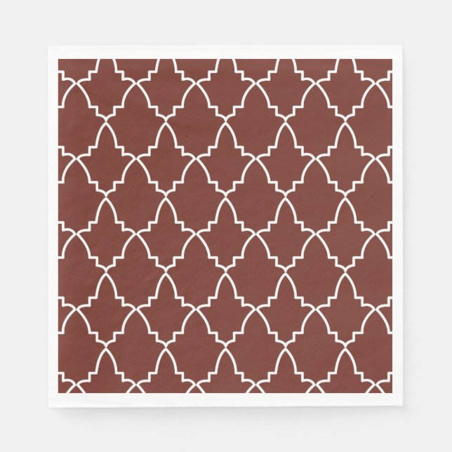 Burgundy Moroccan Lattice Pattern Napkin (Front)
