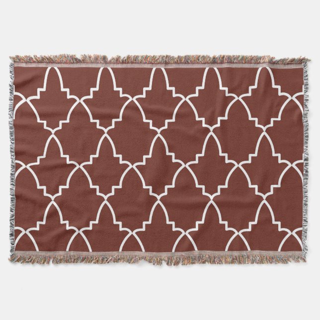 Burgundy Moroccan Lattice Pattern Throw Blanket (Front)