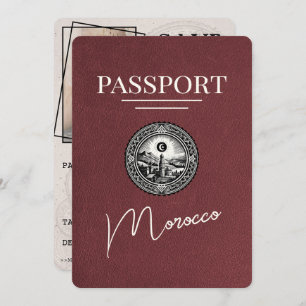 Burgundy Morocco Passport Save The Date